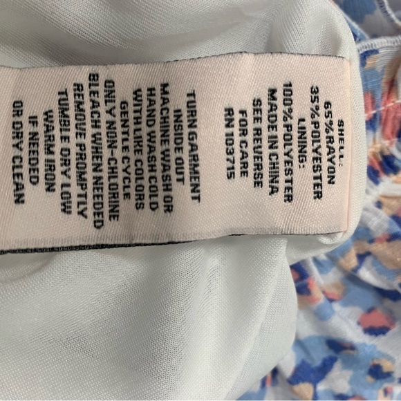 NANETTE LEPORE Light Blue & Pink Midi Sundress Square Neck Flutter Sleeve Size M - Picture 7 of 7